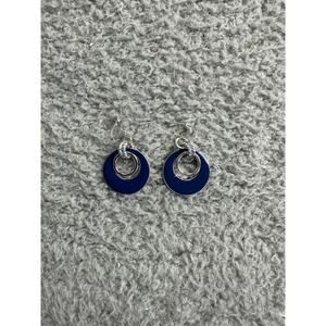 Double Circle Dangle Earrings Women Blue Fashion Elegant Classy